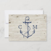 Cartons Réponse Ancre nautique choix de repas en bois (Dos)