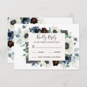 Cartons Réponse Anemone Dusty Blue Thistle Bourgogne Floral Mariag (Devant / Derrière)