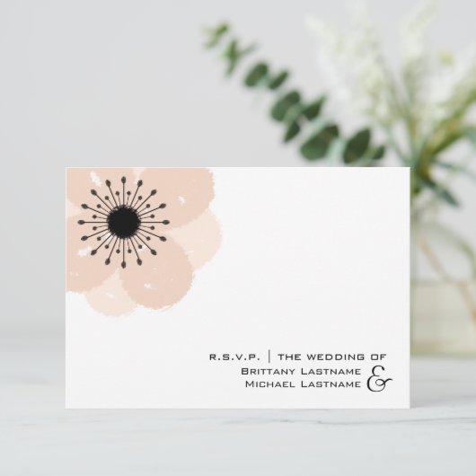 Cartons Réponse Anémone rose Mariage moderne R.S.V.P. (Debout devant)