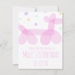 Cartons Réponse Animaux en Ballon Rose Pastel pour Fête d'Annivers
