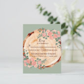 Cartons Réponse Anneaux d'écorce en bois rustique Aquarelle rose R (Debout devant)