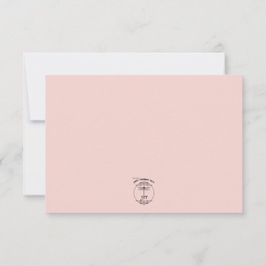 Cartons Réponse Anneaux Mariage or sur Mariage Blush (Dos)