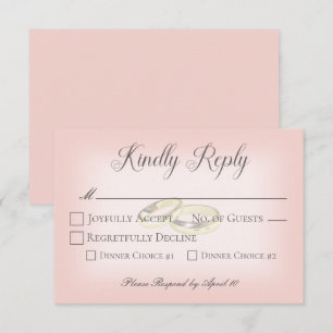 Cartons Réponse Anneaux Mariage or sur Mariage Blush