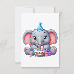 Cartons Réponse Anniversaire 1 an Éléphant Bébé