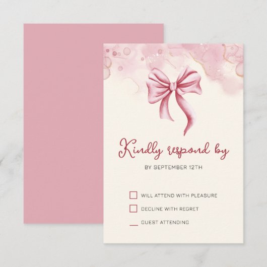 Cartons Réponse Anniversaire de la Quinceañera rose (Devant / Derrière)