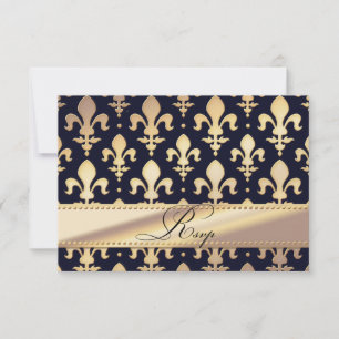 Cartons Réponse Anniversaire du Mariage d'or RSVP, Fleur de Lis
