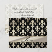 Cartons Réponse Anniversaire du Mariage en argent RSVP, Fleur de L (Devant / Derrière)