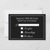 Cartons Réponse Anniversaire minimaliste blanc moderne (Dos)