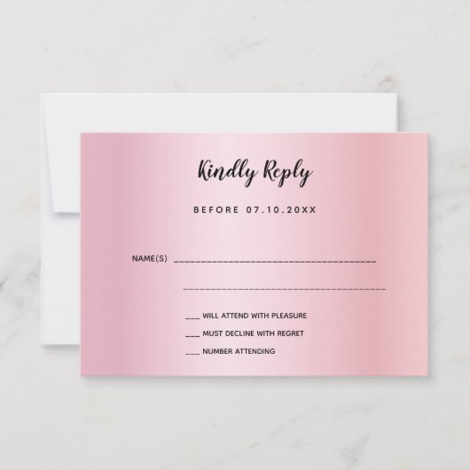 Cartons Réponse Anniversaire rose or pourpre arc (Devant)