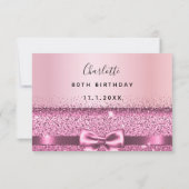 Cartons Réponse Anniversaire rose or pourpre arc (Dos)