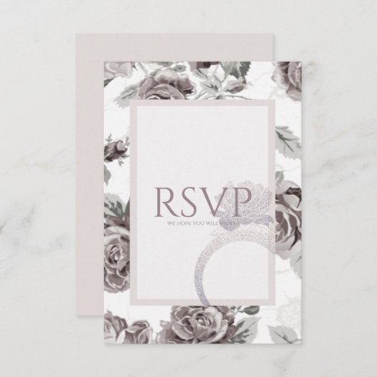 Cartons Réponse Antique fête de fiançailles rose pâle (Devant / Derrière)