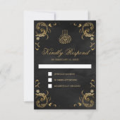 Cartons Réponse Antique Gold Frame Black Mariage islamique (Devant)
