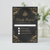 Cartons Réponse Antique Gold Frame Black Mariage islamique (Debout devant)