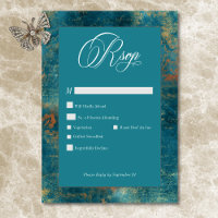 Antique gothique Turquoise or Mariage damassé