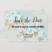 CARTONS RÉPONSE AQUA BLANC CHERRY BLOSSOM ENREGISTRER LA DATE (Devant / Derrière)