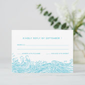 Cartons Réponse Aqua Blue Ocean Waves Beach Wedding (Debout devant)