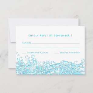 Cartons Réponse Aqua Blue Ocean Waves Beach Wedding