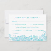 Cartons Réponse Aqua Blue Ocean Waves Repas Options Plage Mariage (Devant)