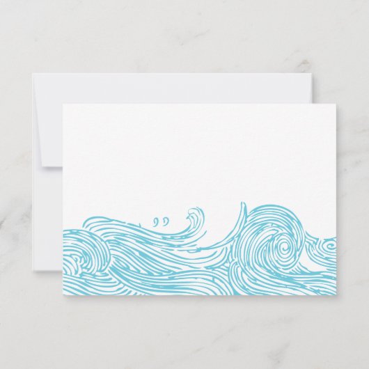 Cartons Réponse Aqua Blue Ocean Waves Repas Options Plage Mariage (Dos)