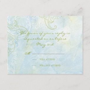 Cartons Réponse Aqua Blue Sunflower Floral Swirl Mariage moderne
