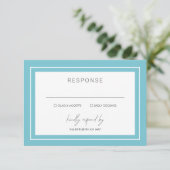 Cartons Réponse Aqua Bold Border Mariage moderne (Debout devant)