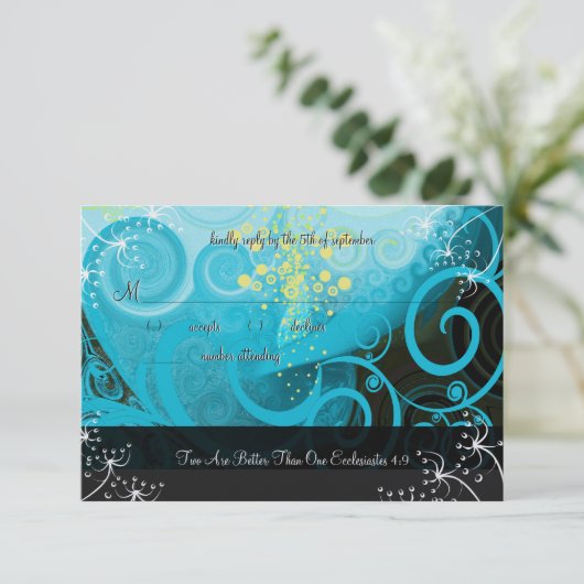 Cartons Réponse Aqua Citron bleu jaune Calla Lily Fleur (Debout devant)