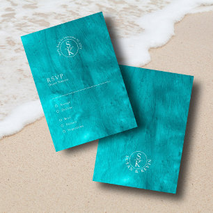 Cartons Réponse Aqua Elegance Turquoise & Turquoise Mariage Aquare
