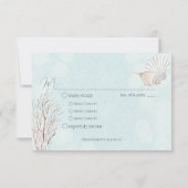 Cartons Réponse Aqua Ocean Shells Mariage Dîner (Dos)