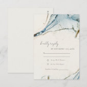 Cartons Réponse Aquarelle Abstraite Blue Gold Mariage de plage (Devant / Derrière)