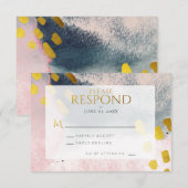 Cartons Réponse Aquarelle Abstraite Faux Gold Blush Rose Grey (Devant / Derrière)