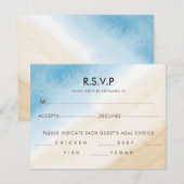 Cartons Réponse Aquarelle Aqua Blue sur le Mariage de mer (Devant / Derrière)