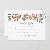 Cartons Réponse Aquarelle Automne / Automne mariage du feuillage d (Devant / Derrière)