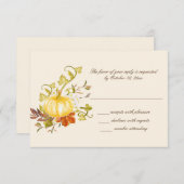 Cartons Réponse Aquarelle Automne Citrouille et Mariage Feuille (Devant / Derrière)