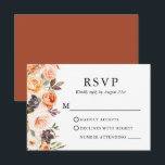 Cartons Réponse Aquarelle Automne Floral Mariage Terracotta<br><div class="desc">La carte RSVP de mariage floral Elegant moderne comprend de belles fleurs d'automne sur un cadre géométrique doré. Roses orange,  roses pêche,  roses dorés,  roses roses roses,  succulents couleur prune,  verdure botanique aux roses blanches. Retour En Terracotta.</div>
