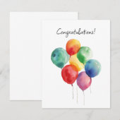 Cartons Réponse Aquarelle Ballons Félicitations Minimalistes (Devant / Derrière)