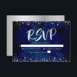 Cartons Réponse Aquarelle bat mitzvah marine Parties scintillant a<br><div class="desc">Soyez fier, réjouissez-vous et présentez cette étape importante de votre Bat mitzvah préféré ! Inclure cette carte d'insertion RSVP étonnante, moderne et personnalisée pour votre événement. Un arrière - plan d'aquarelle bleu marine riche, dramatique et spectaculaire est superposé par un script de calligraphie de feuille d'argent et de confettis. Personnalisez...</div>