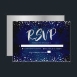 Cartons Réponse Aquarelle bat mitzvah marine Parties scintillant a<br><div class="desc">Soyez fier, réjouissez-vous et présentez cette étape importante de votre Bat mitzvah préféré ! Inclure cette carte d'insertion RSVP étonnante, moderne et personnalisée pour votre événement. Un arrière - plan d'aquarelle bleu marine riche, dramatique et spectaculaire est superposé par un script de calligraphie de feuille d'argent et de confettis. Personnalisez...</div>
