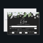Cartons Réponse Aquarelle bat mitzvah noir Argent Script Floral<br><div class="desc">Soyez fier, réjouissez-vous et célébrez cette étape importante de votre Bat mitzvah préféré avec cette carte d'insertion RSVP sophistiquée et personnalisée pour votre événement! Une aquarelle florale chic, étonnante, blanche et imitation parties scintillant mince, avec typographie en faux feuille d'argent et type sans serif blanc superposent un arrière - plan...</div>
