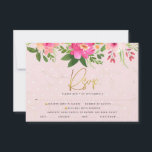 Cartons Réponse Aquarelle bat mitzvah rose Floral Typographie or<br><div class="desc">Soyez fier, réjouissez-vous et célébrez cette étape importante de votre Bat mitzvah préféré avec cette carte d'insertion RSVP sophistiquée et personnalisée pour votre événement! Une étonnante aquarelle florale rose et pêche avec une typographie de scénario de feuille d'or faux et un rose moderne poussiéreux et gris sans serif type superposent...</div>