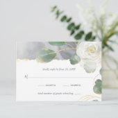 Cartons Réponse Aquarelle Blanc Rose Or Vert Mariage Floral (Debout devant)