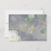 Cartons Réponse Aquarelle Blanc Rose Or Vert Mariage Floral (Dos)