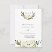 Cartons Réponse Aquarelle blanche Fleurs crème Mariage Antlers (Devant)