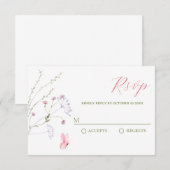Cartons Réponse Aquarelle blanche grise fleur sauvage (Devant / Derrière)