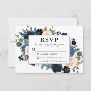 Cartons Réponse Aquarelle bleu bleu rose rose Mariage de cadre