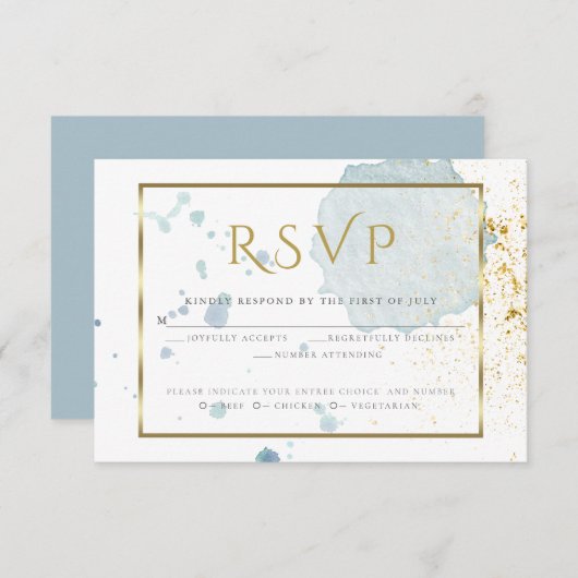 Cartons Réponse Aquarelle bleu clair éclaboussures choix de repas (Devant / Derrière)