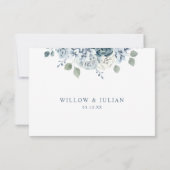 Cartons Réponse Aquarelle bleu-doré moderne Mariage floral (Dos)