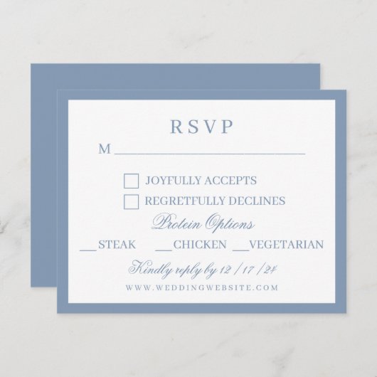 Cartons Réponse Aquarelle bleu et blanc Mariage Hydrangea (Devant / Derrière)