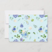 Cartons Réponse Aquarelle bleu Hydrangea Bouquet Mariage (Dos)