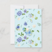 Cartons Réponse Aquarelle bleu Hydrangea Fleurs Mariage (Dos)