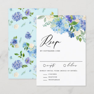 Cartons Réponse Aquarelle bleu Hydrangea Fleurs Mariage